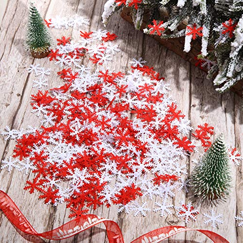 500 Pieces White and Red Non-Woven Snowflakes Table Confetti V17903