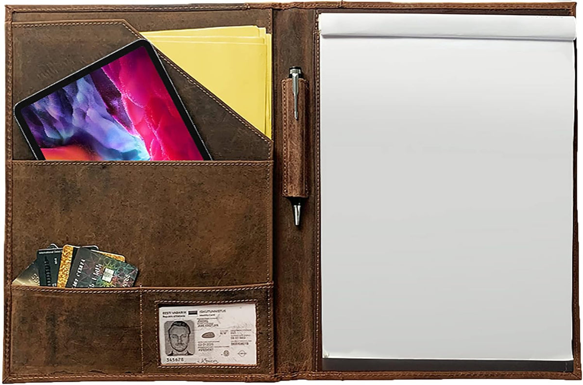 Brown Leather Padfolio Portfolio File Folder L569