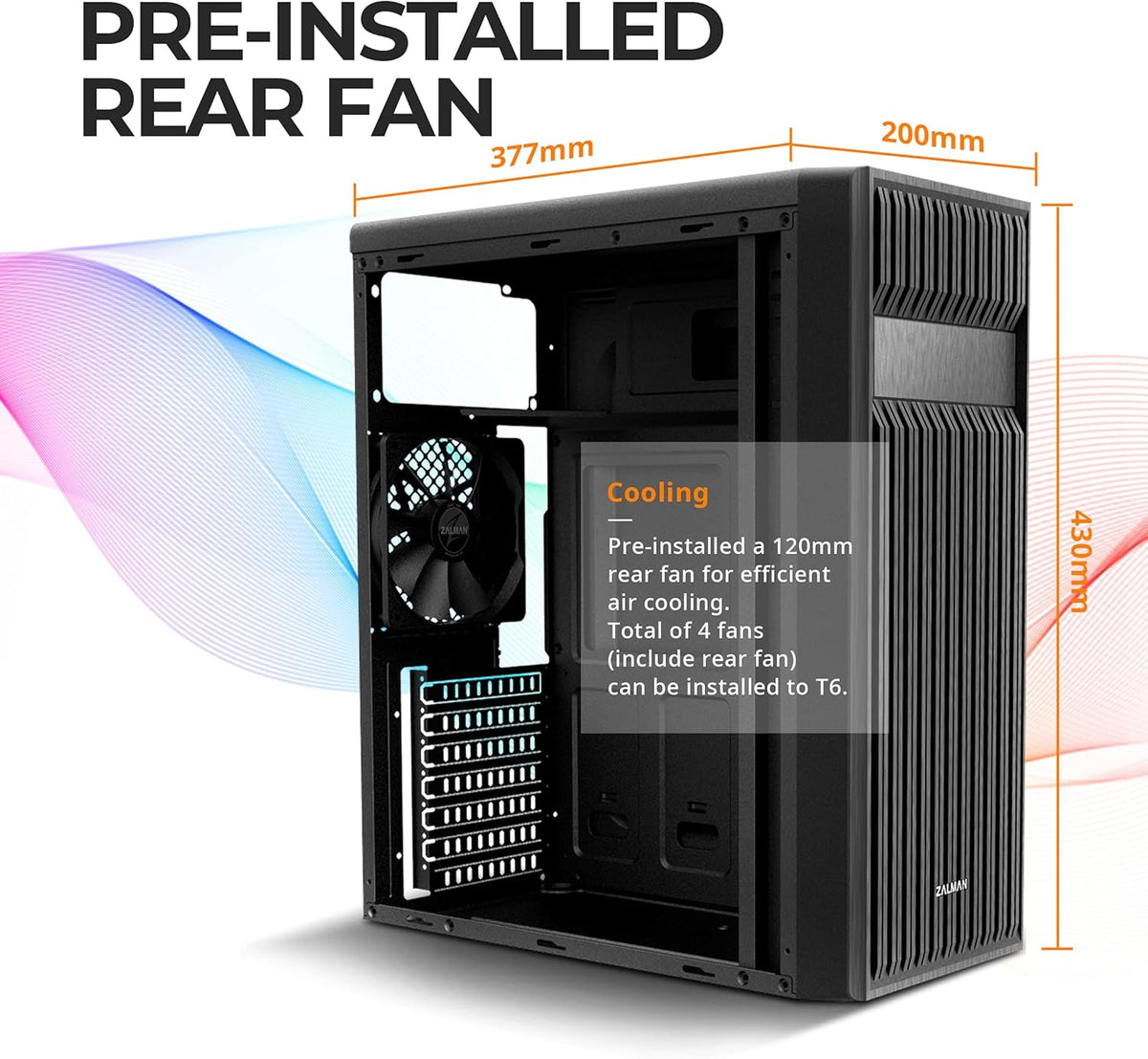 Black ATX Mid Tower Computer PC Case with Pre-Installed 120mm Fan U72251