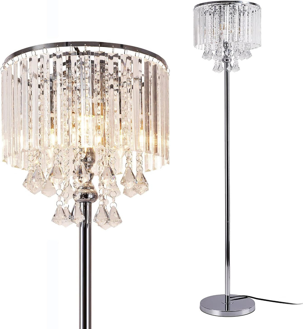 Crystal & Glass 3-Lights Chrome Finish Floor Lamp Q960085