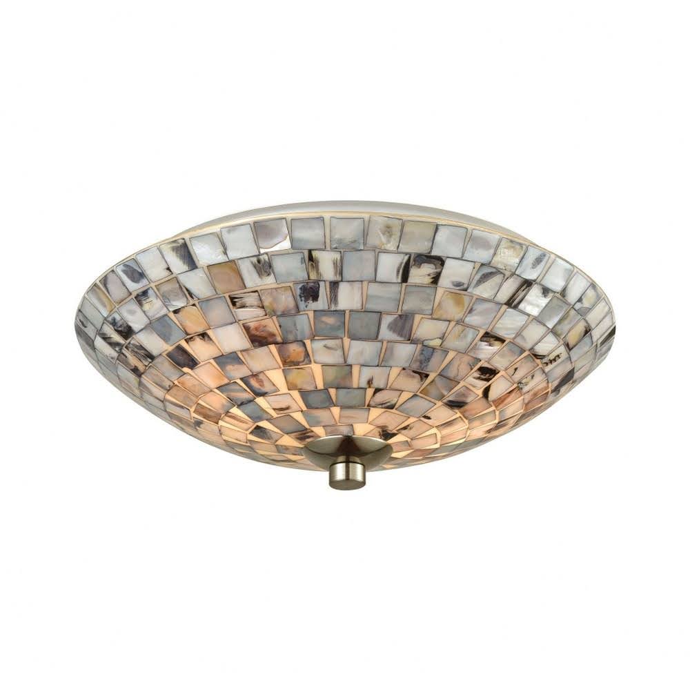 Two Light Flush Mount with Gray Capiz Shells J8310