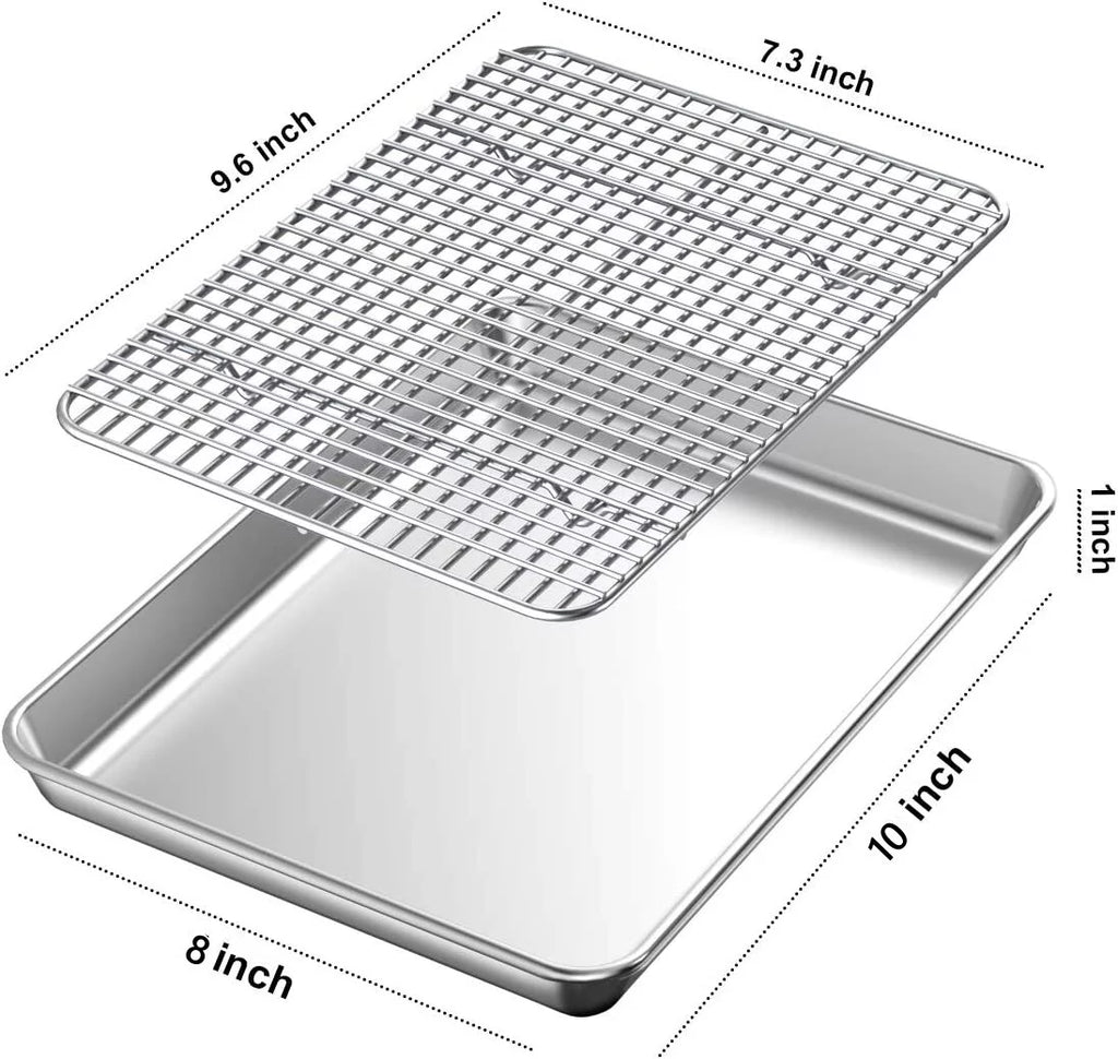Stainless Steel Baking Sheet with Rack, 10x8x1 Inch N35861