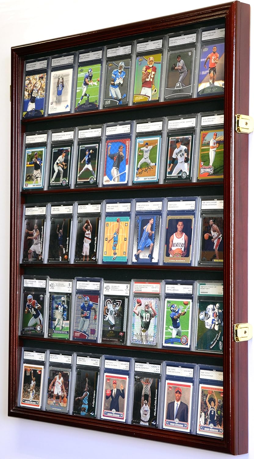 Graded Sport Cards Display Case Wall Cabinet with UV Door W7986