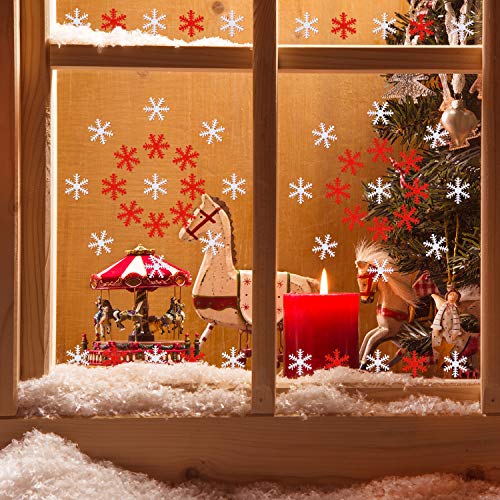500 Pieces White and Red Non-Woven Snowflakes Table Confetti V17903