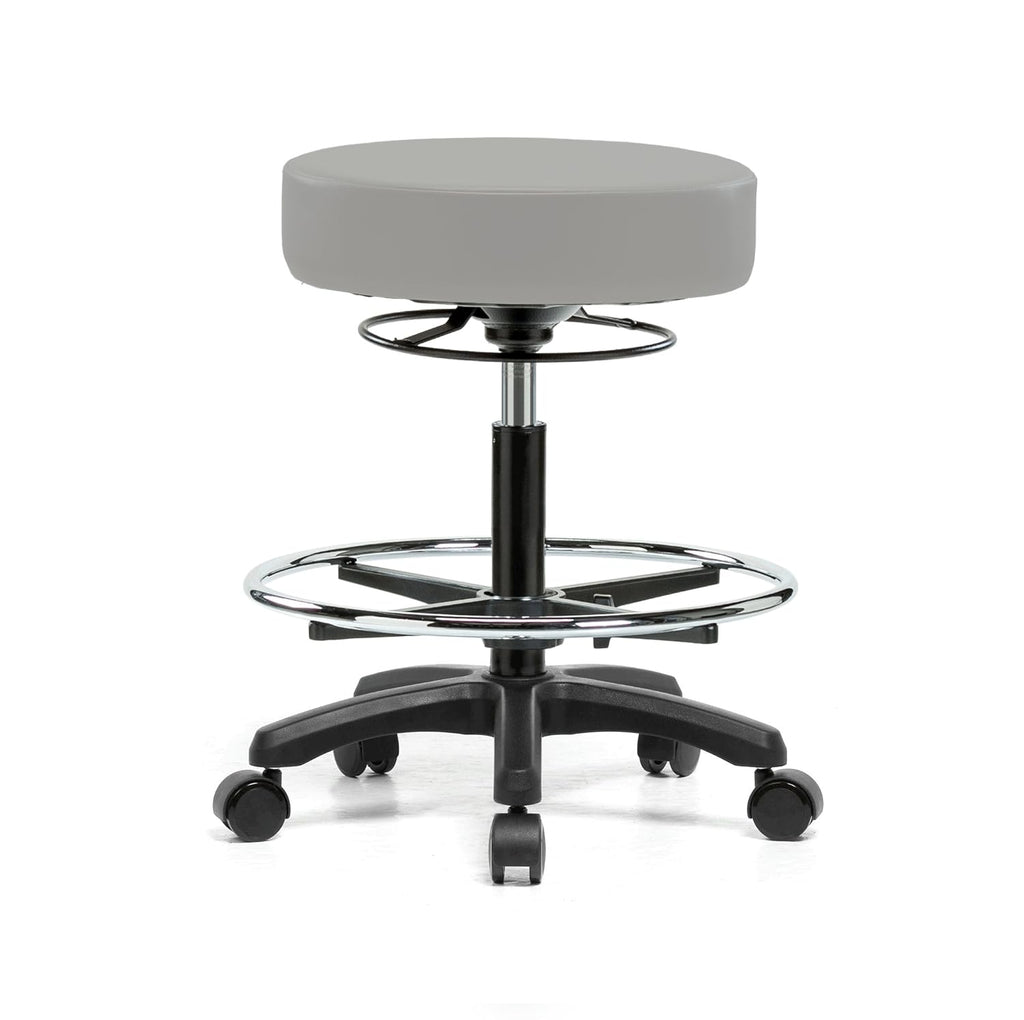 Height Adjustable Rolling Stool Gray Vinyl Z25638