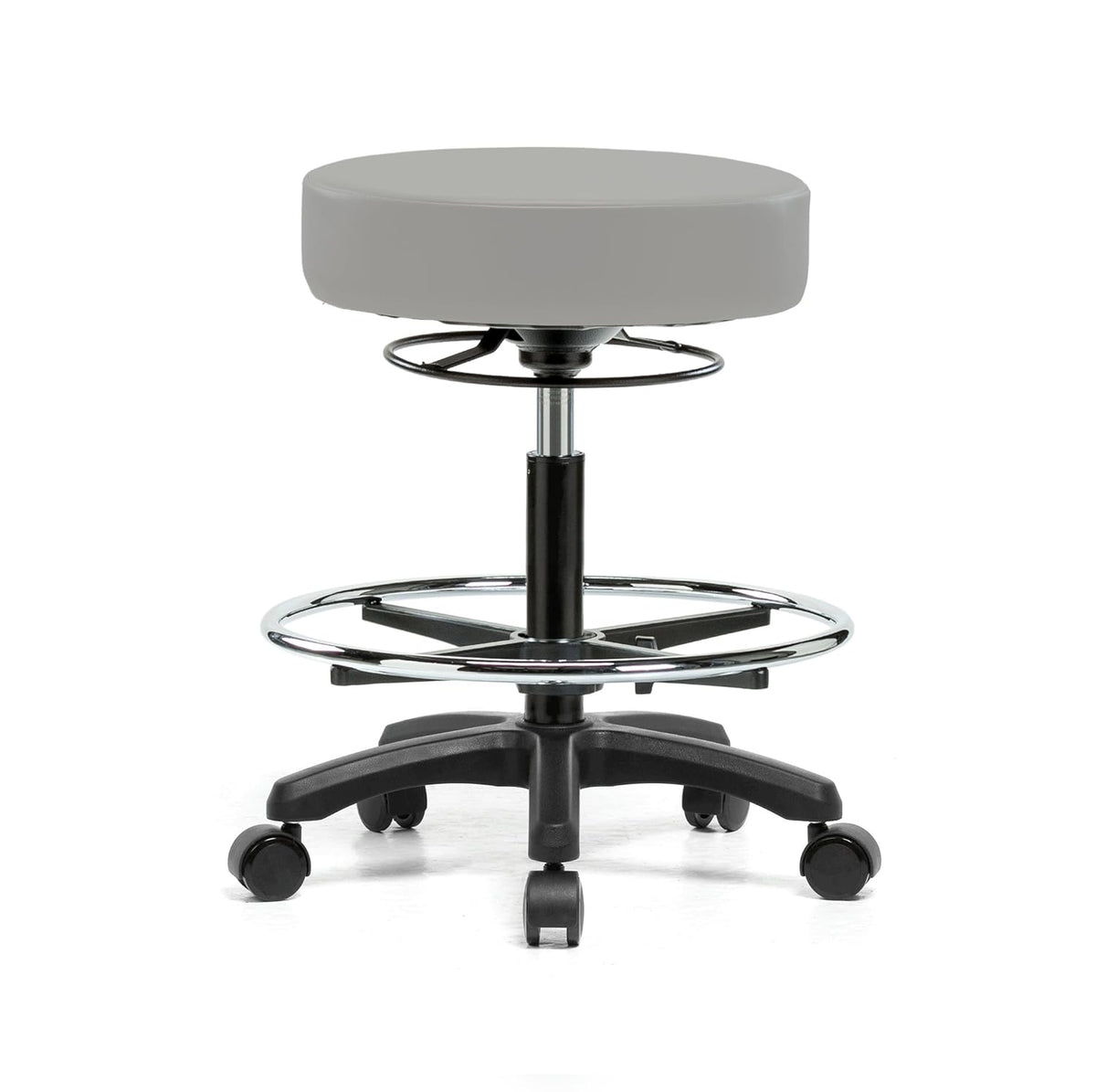 Height Adjustable Rolling Stool Gray Vinyl Z25638