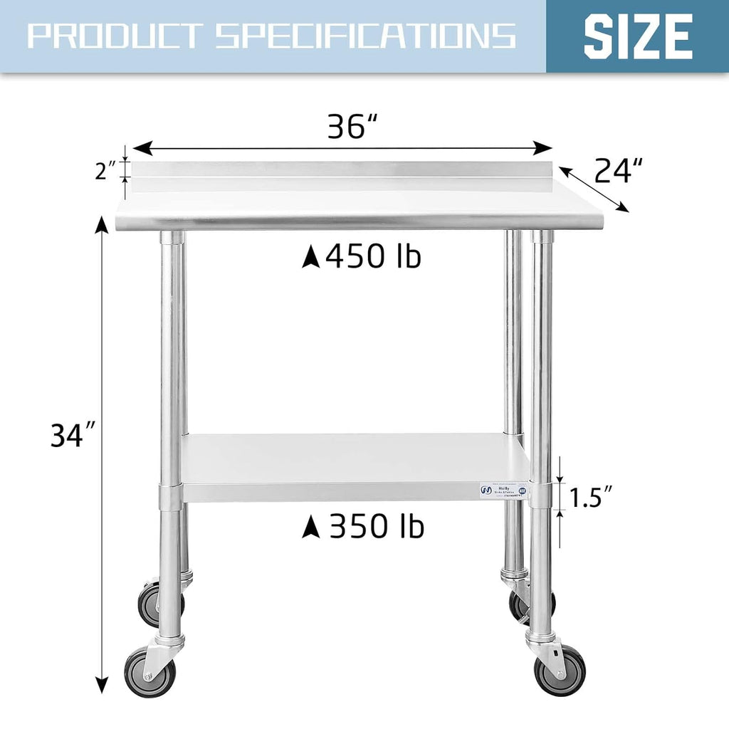 Stainless Steel Table 24 x 30 Inches with Caster Wheels U333364