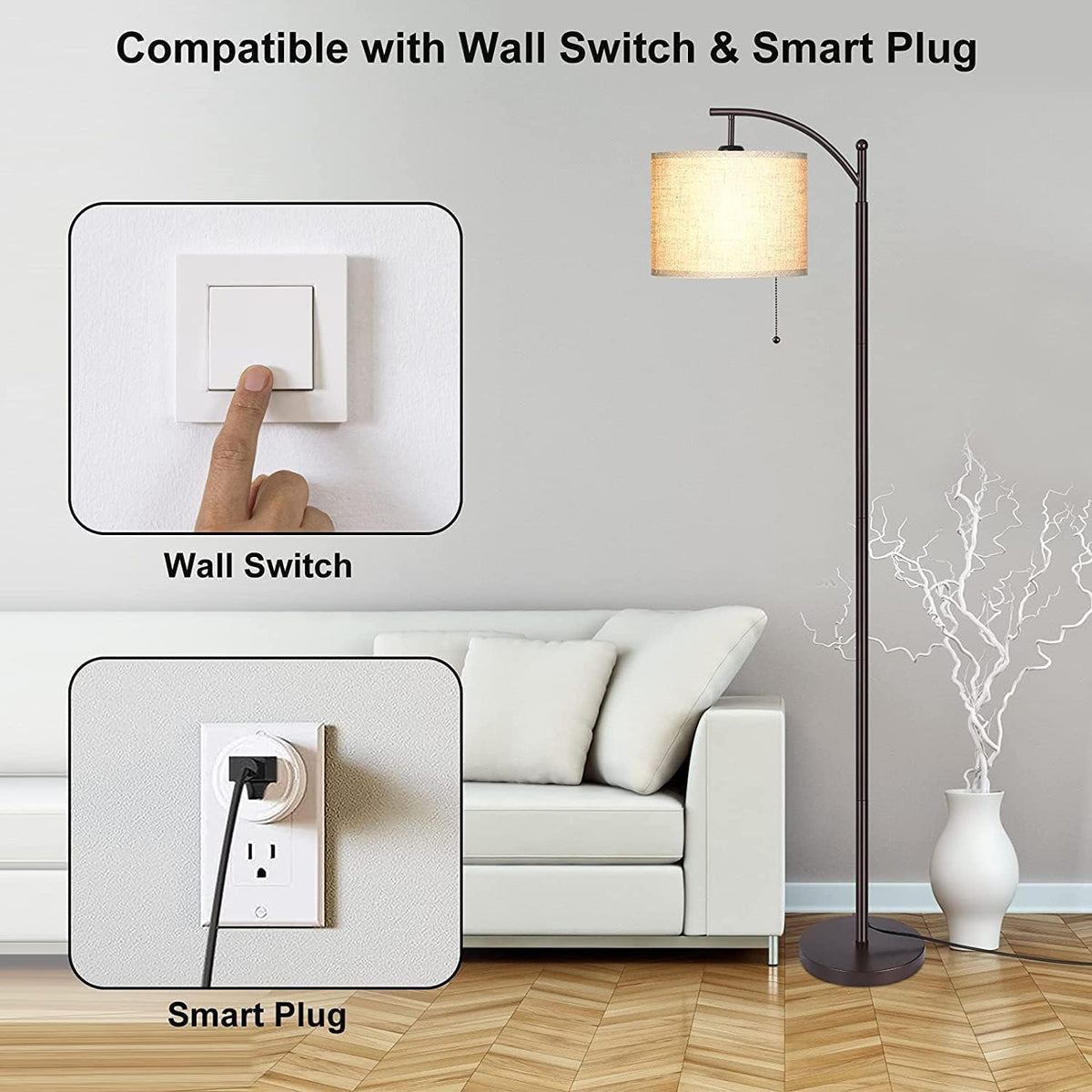Brown Arc Floor Lamp with LED Bulb S65884