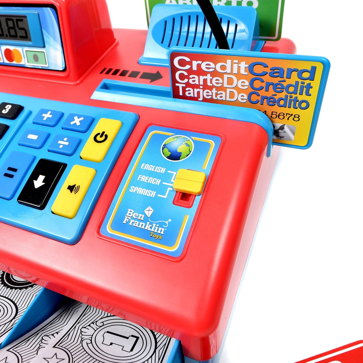 Talking Cash Register Kit with Play Money and Store Set in Red Toy E8422
