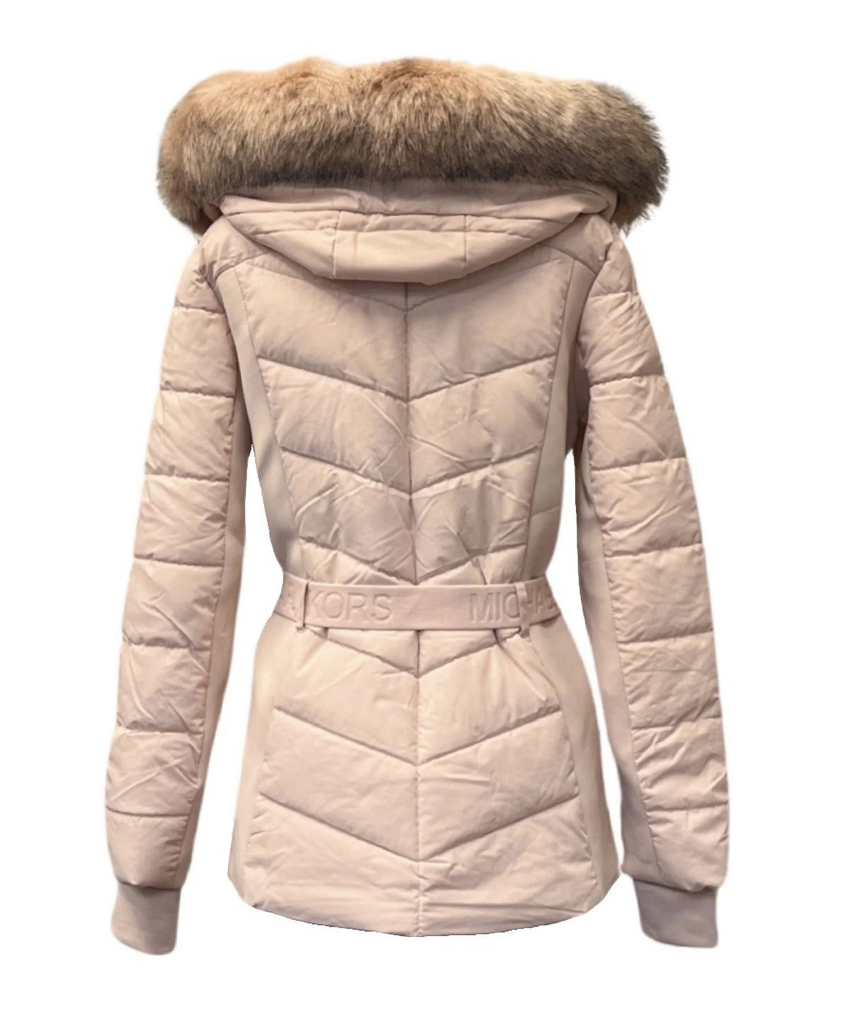 Blush Faux Fur Hooded Puffer Coat Jacket R99228
