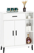 White Accent Buffet Cabinet with Open Shelves and Doors U291859