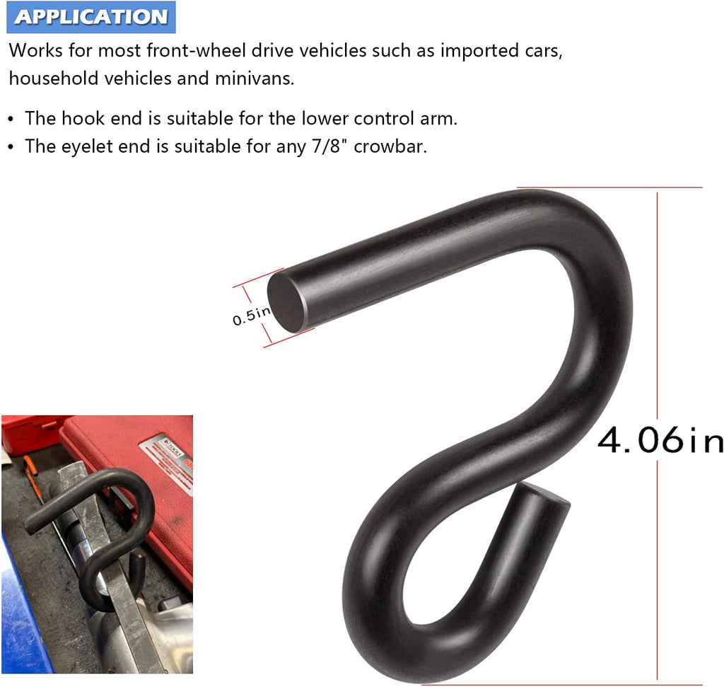Universal Wheel Hub Removal Tool & Lower Control Arm Prying Tool & Black Brake Caliper Hangers J72373
