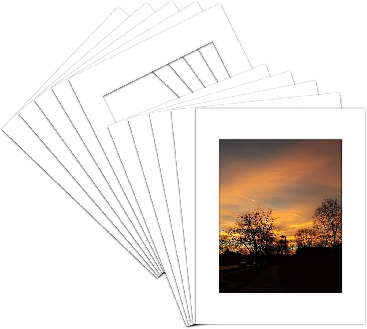 11x14 White Picture Mat Set with Backing Board & Clear Bags T3012