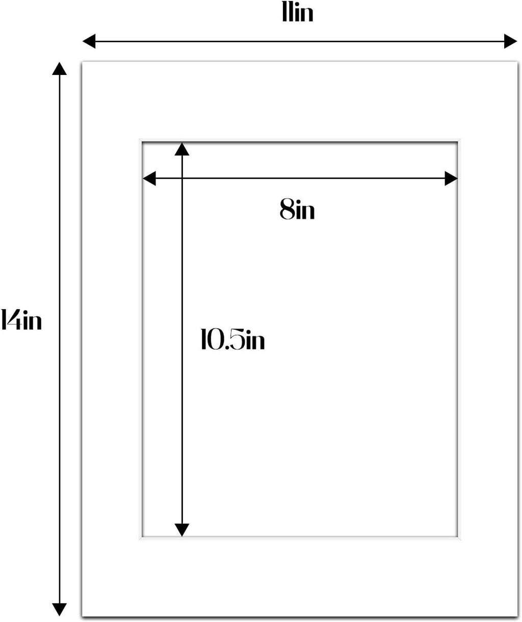 11x14 White Picture Mat Set with Backing Board & Clear Bags T3012
