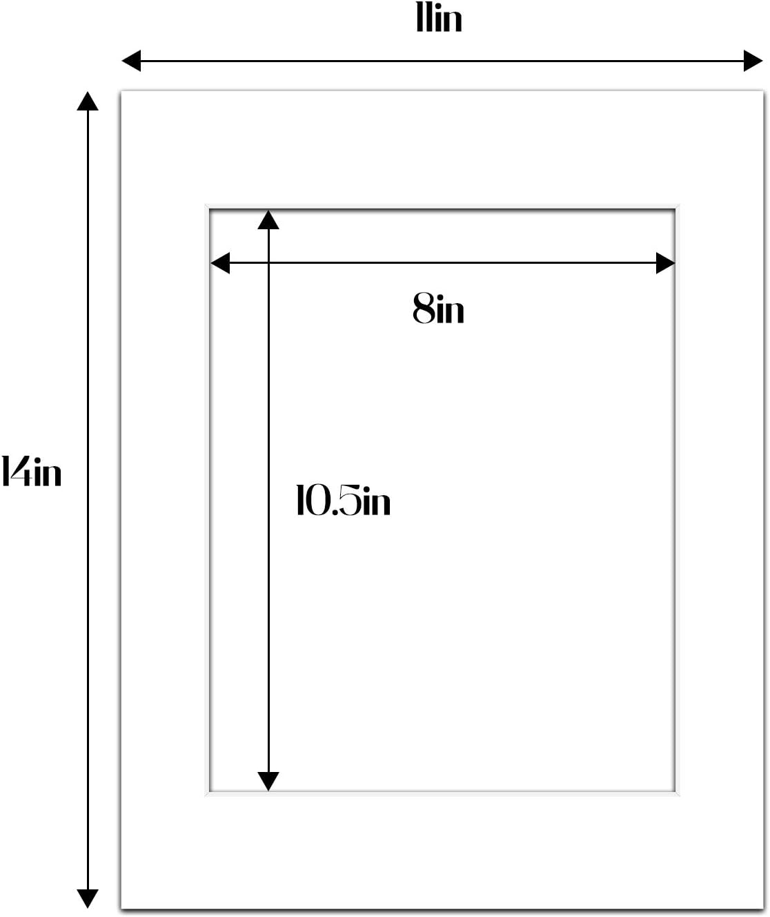 11x14 White Picture Mat Set with Backing Board & Clear Bags T3012