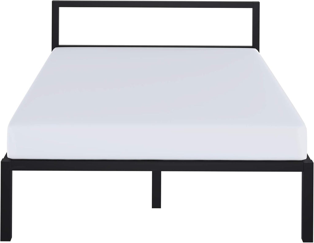 Full Size Black Metal Platform Bed Frame with Headboard Y89521