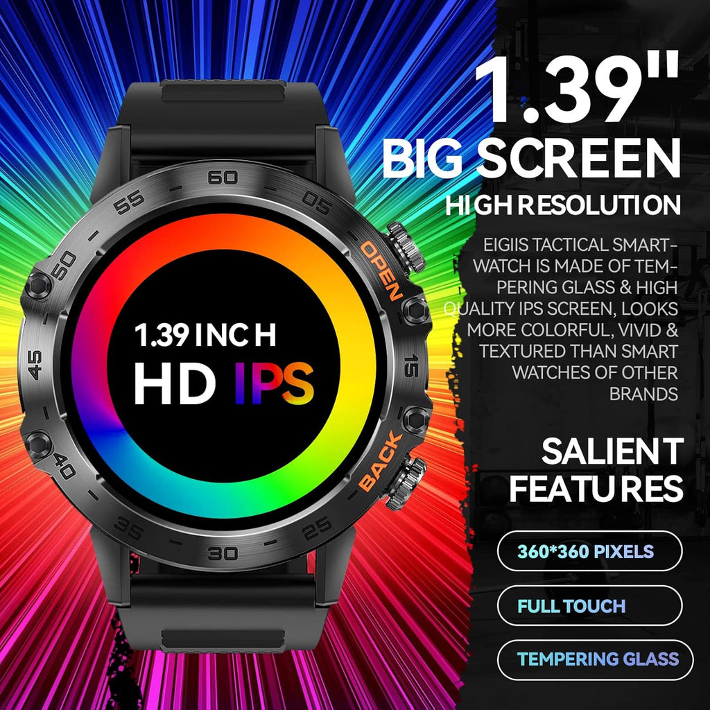 Rugged Tactical Smartwatch 1.39'' HD Screen Black G163