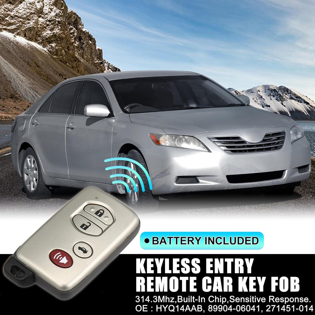 Replacement Keyless Entry Remote Car Key Fob 314.3Mhz 4 Buttons O12391