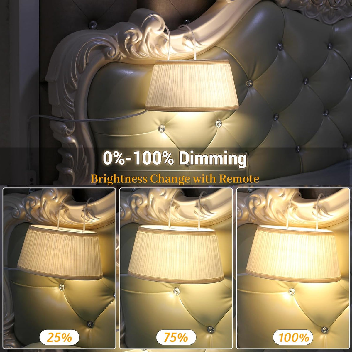 Bed Reading Light with Adjustable Hook and Fabric Shade D343