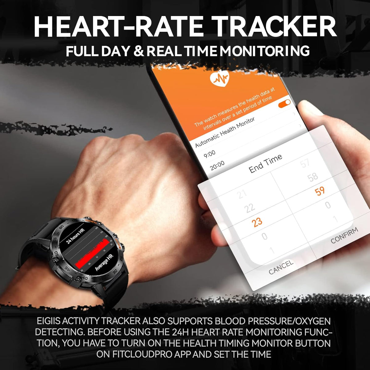 Rugged Tactical Smartwatch 1.39'' HD Screen Black G163
