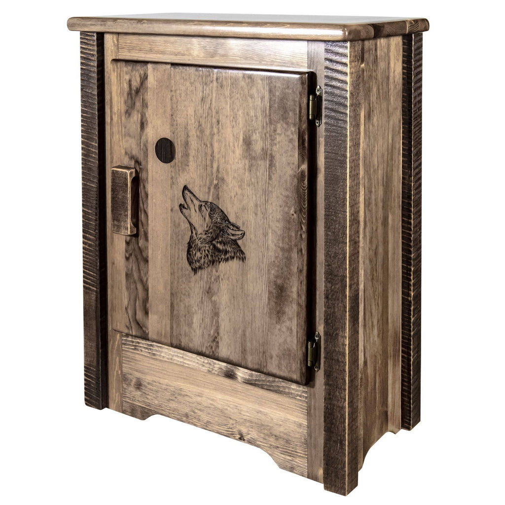 Accent Cabinet with Laser Engraved Wolf Design V252246