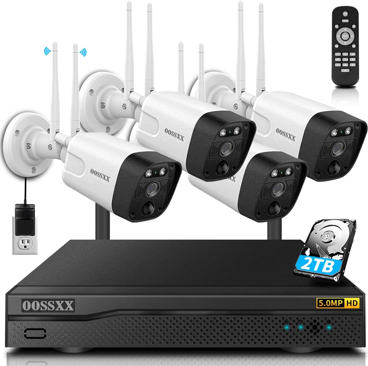 3K 5.0MP Wireless Security Camera System with 2TB Hard Drive M164