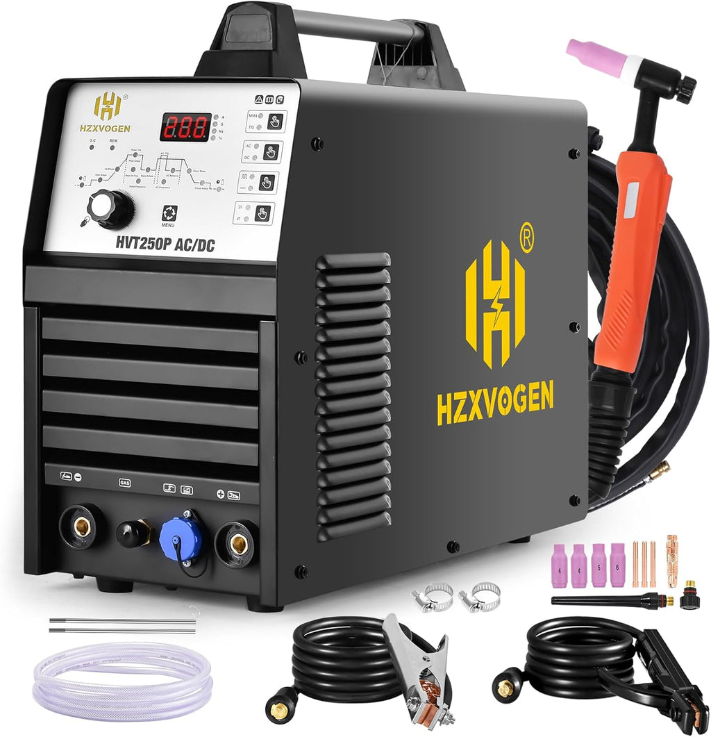 200Amp AC/DC Aluminum TIG Welder with Pulse 4 in 1 Multiprocess Welding Machine Dual Voltage 110V/220V IGBT Inverter HF TIG/Stick/Arc/Spot Welder A5166