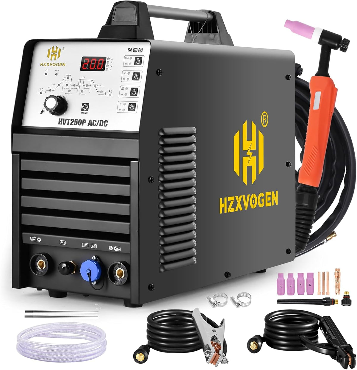 200Amp AC/DC Aluminum TIG Welder with Pulse 4 in 1 Multiprocess Welding Machine Dual Voltage 110V/220V IGBT Inverter HF TIG/Stick/Arc/Spot Welder A5166