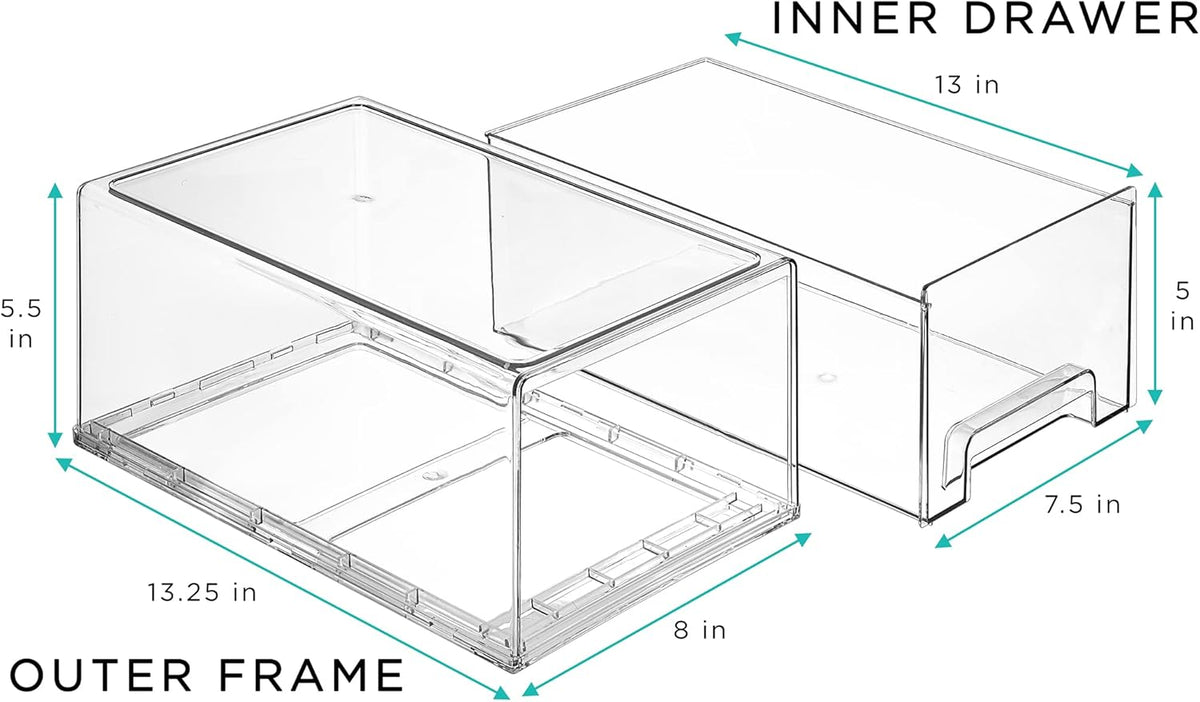 2 Pull Out Fridge Drawers & 2 Large Pull Out Stackable Fridge Bins T12073