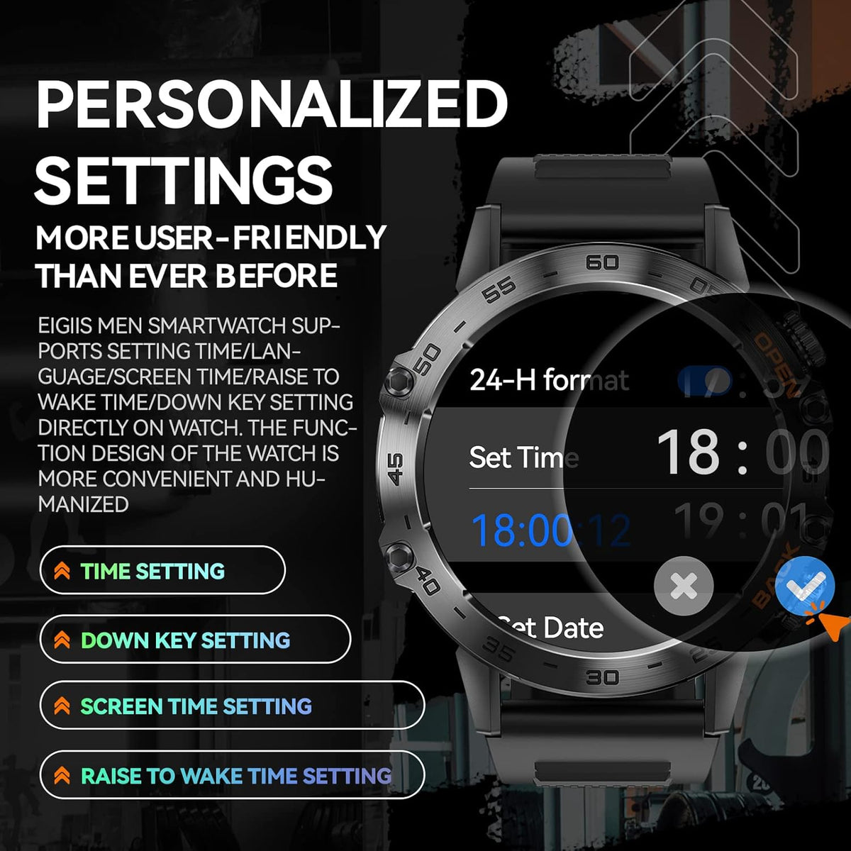 Rugged Tactical Smartwatch 1.39'' HD Screen Black G163