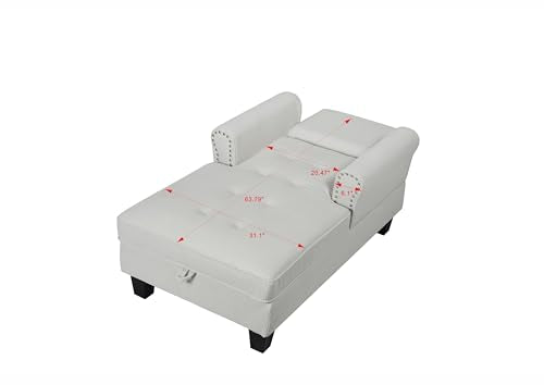 Beige Corduroy Chaise Lounge with Storage S879