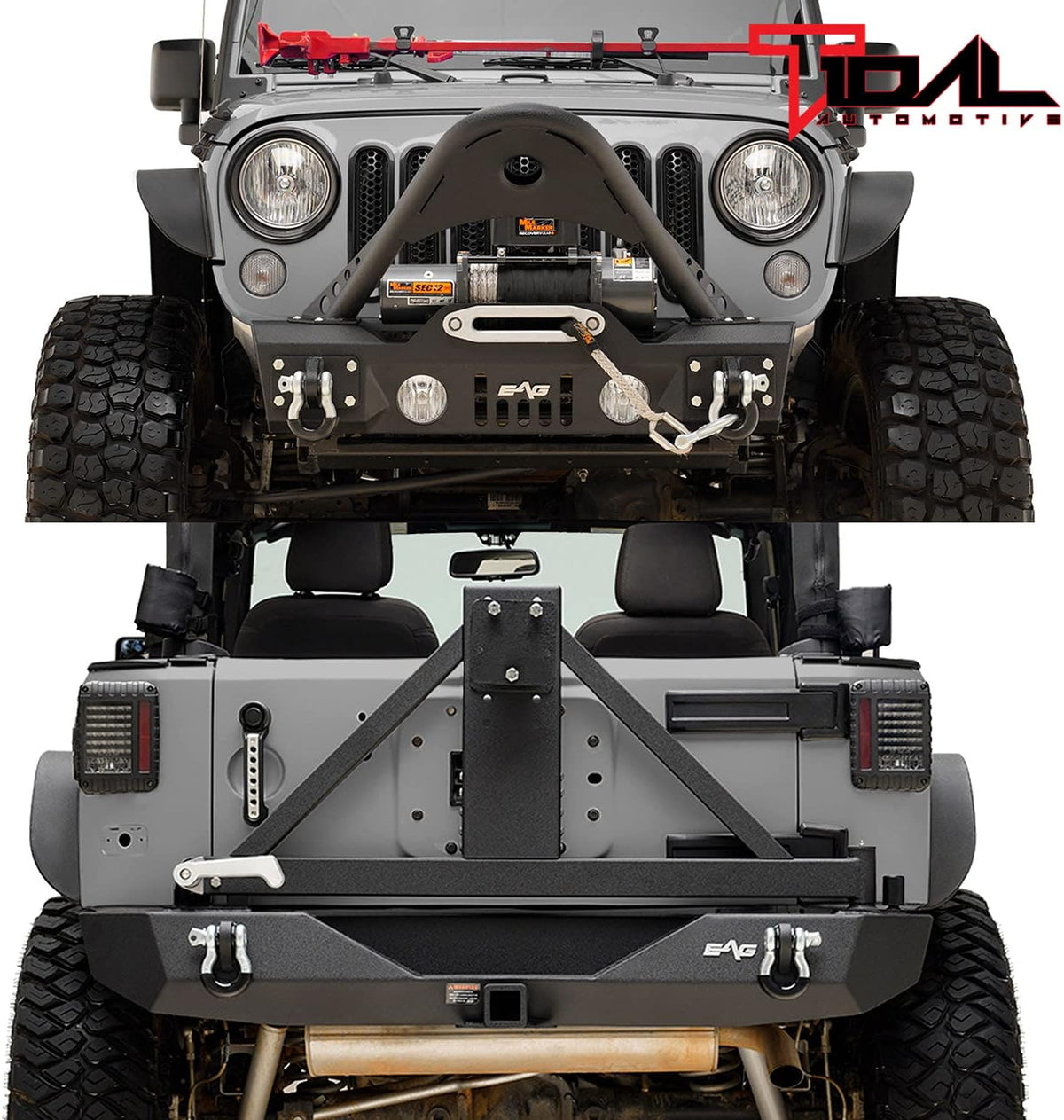 Front and Rear Bumper with Tire Carrier Offroad Bumper Combo R650