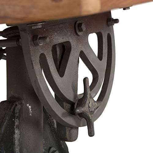 Adjustable Height Drafting Table with Iron Cast Base and Reclaimed Mango Wood Table Top N7377