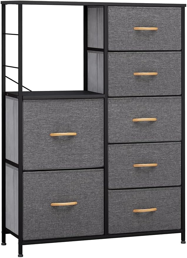 Gray 7 Drawer Fabric Storage Tower A3164