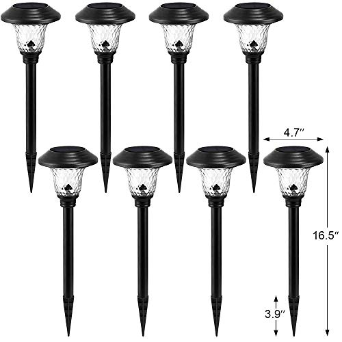 8 Pack Solar Pathway Lights Color Changing Outdoor Waterproof LED Glass Stainless Steel Metal Garden Landscape Lighting N660