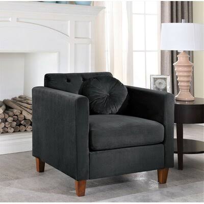 Black Tufted Velvet Armchair O2956