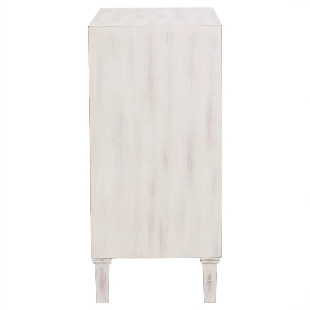 White Wood Accent Cabinet with Floral Carved Door E7103