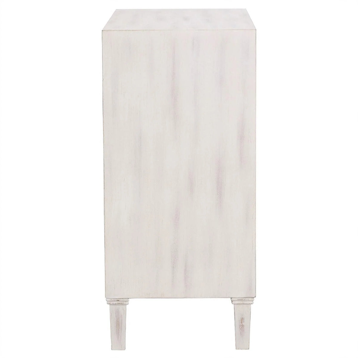 White Wood Accent Cabinet with Floral Carved Door E7103
