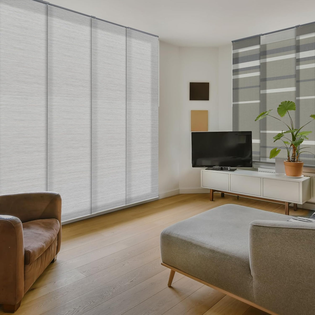 Adjustable Vertical Panel Track Blinds, 45.8" to 86" W, Up to 96" H, Marble B77523