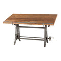 Adjustable Height Drafting Table with Iron Cast Base and Reclaimed Mango Wood Table Top N7377