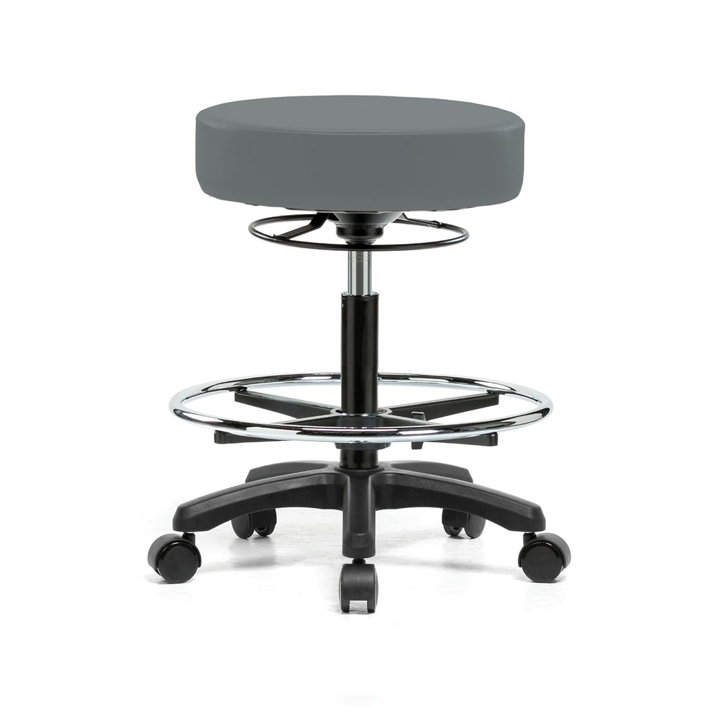 Height Adjustable Rolling Stool Gray Vinyl Z25638