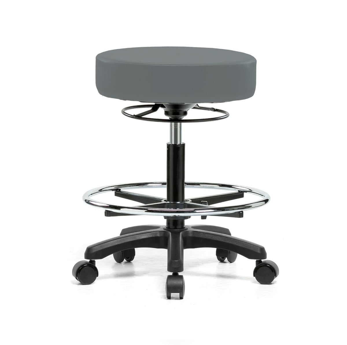 Height Adjustable Rolling Stool Gray Vinyl Z25638