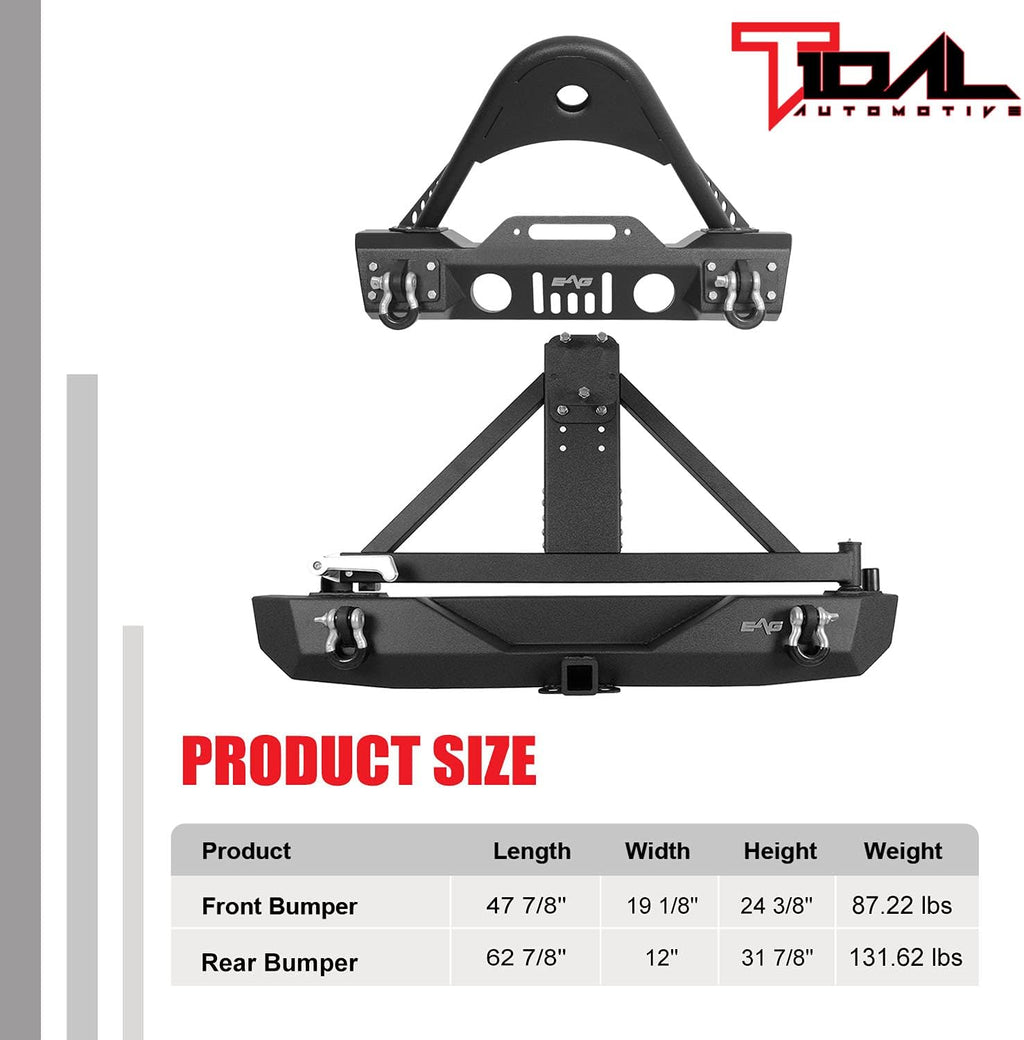Front and Rear Bumper with Tire Carrier Offroad Bumper Combo R650