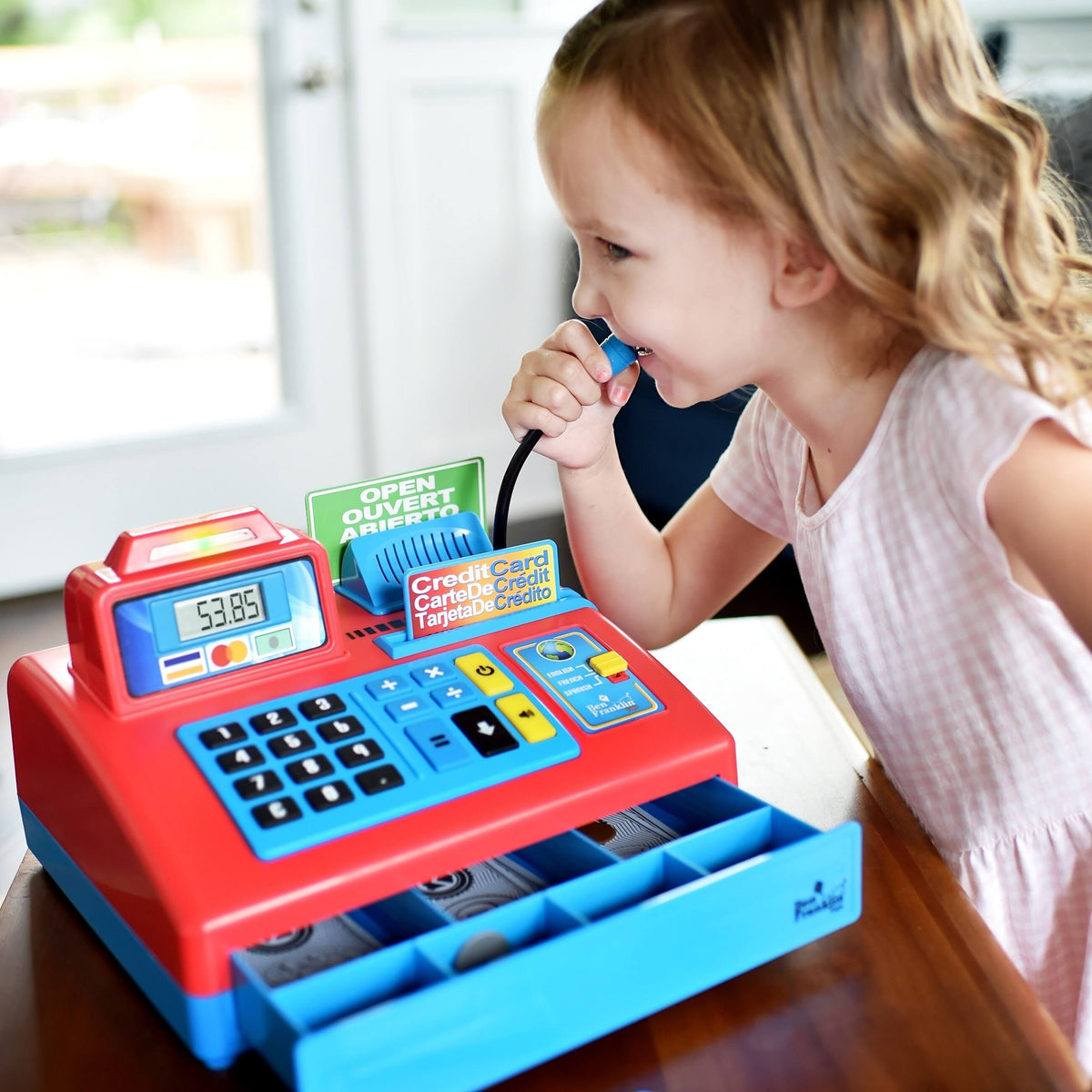 Talking Cash Register Kit with Play Money and Store Set in Red Toy E8422