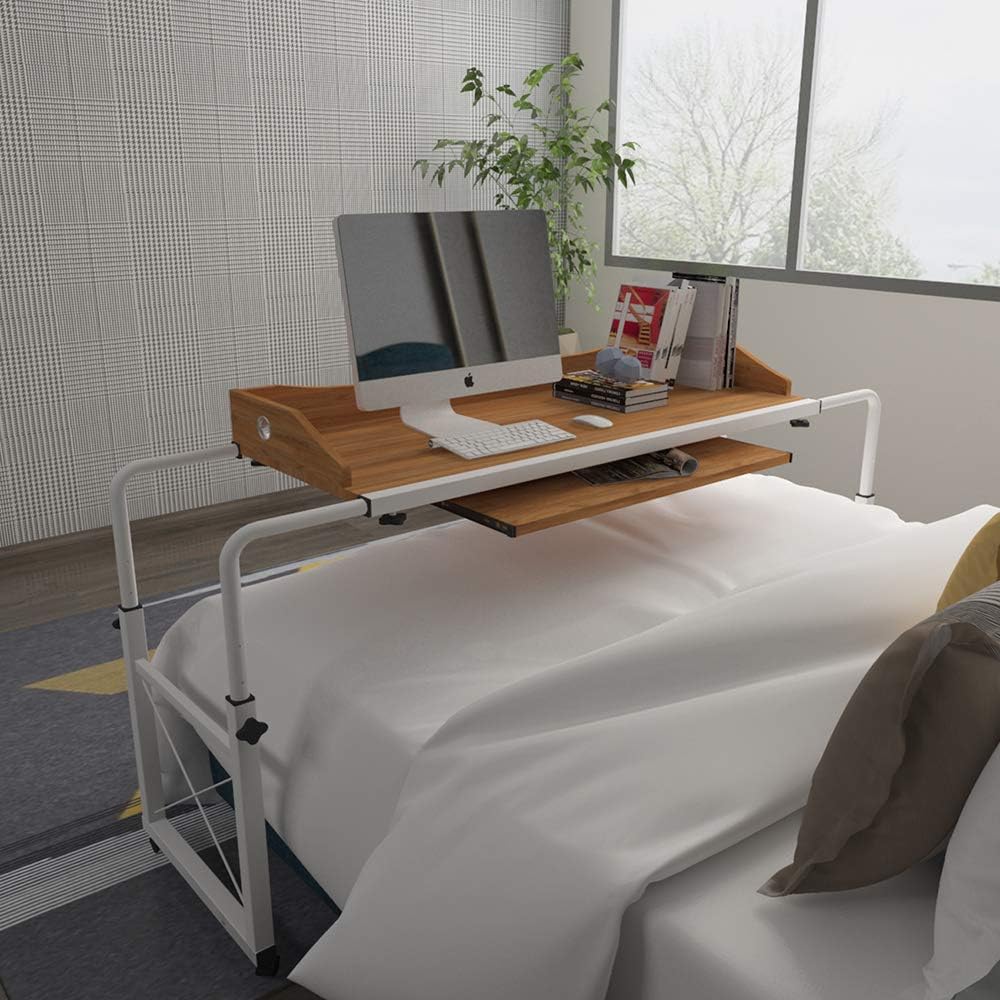 Adjustable Overbed Table with Wheels and Keyboard Drawer S1390