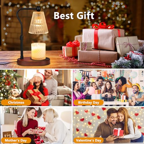 Candle Warmer Lamp with Timer and Dimmer Adjustable Height Electric Wax Melt Warmer with 2 Bulbs Q622