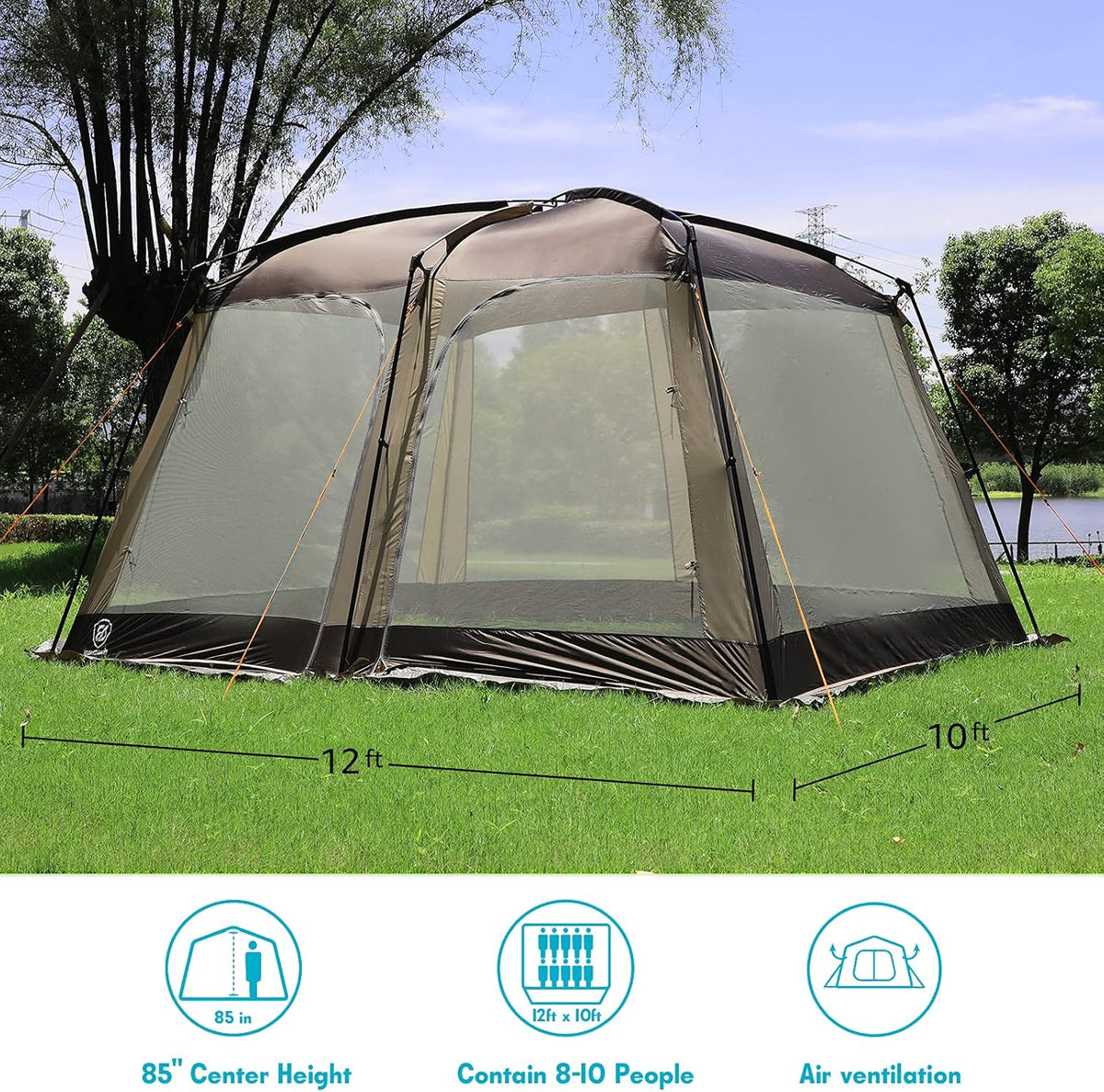 12' x 10' Screen House Tent 8-10 Person Sun Shelter I2762