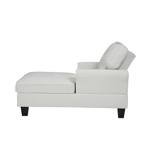 Beige Corduroy Chaise Lounge with Storage S879