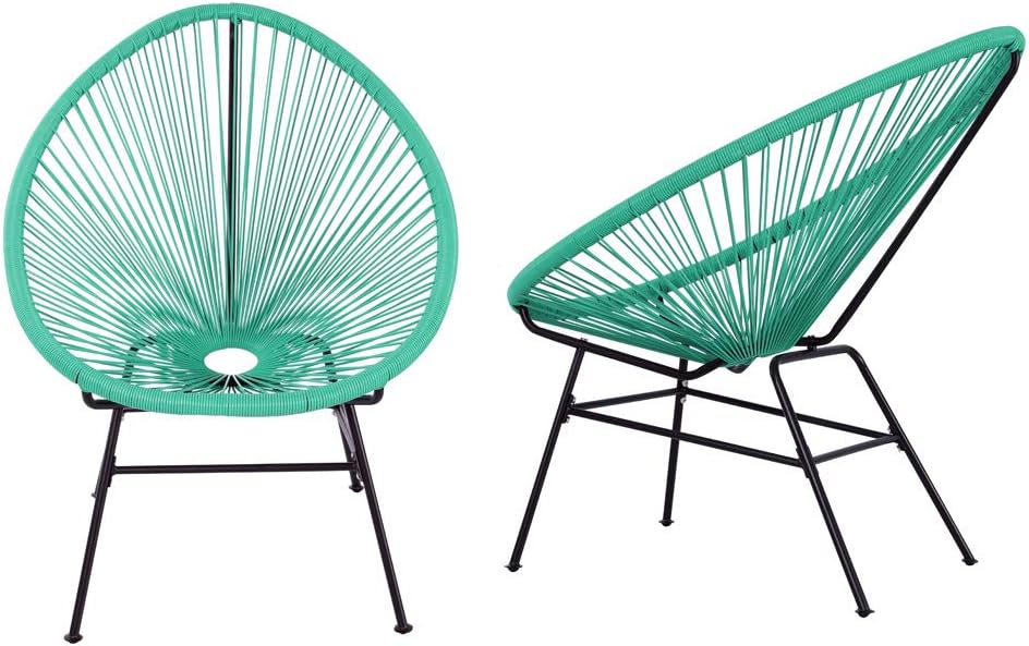 2 Piece Turquoise All-Weather Oval Weave Lounge Chair O2852