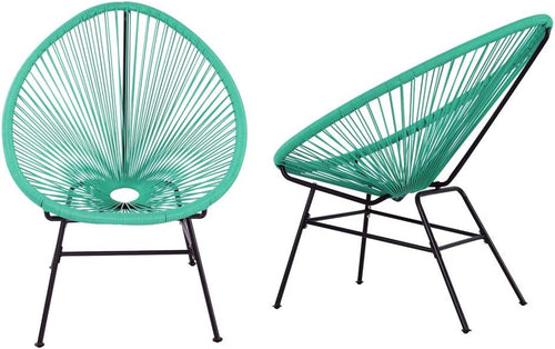 2 Piece Turquoise All-Weather Oval Weave Lounge Chair O2852